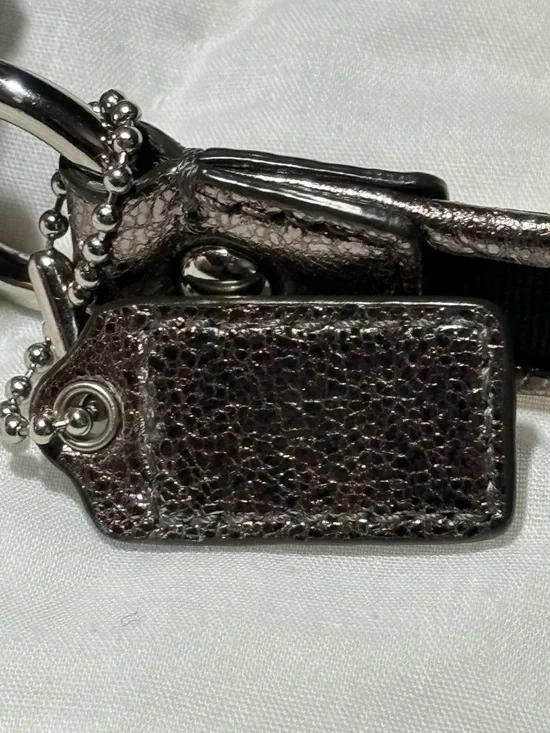 Coach Black Poppy Print Shoulder Bag or Wristlet with Metallic Trim - Picture 15 of 16